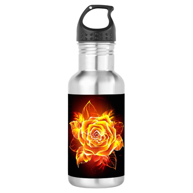Blooming Fire Rose Stainless Steel Water Bottle (Front)