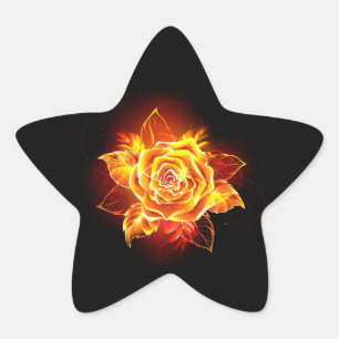 Blooming Fire Rose Star Sticker