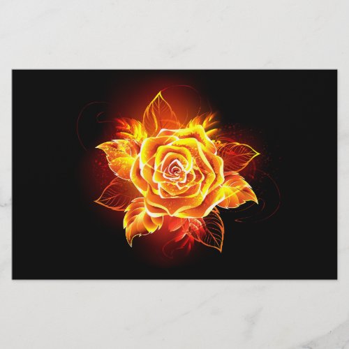 Blooming Fire Rose Stationery