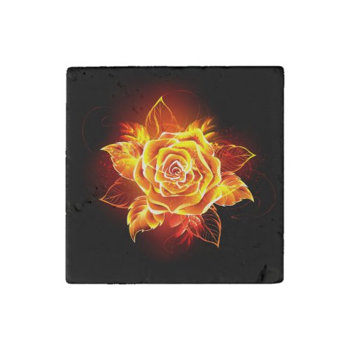 Blooming Fire Rose Stone Magnet