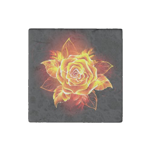 Blooming Fire Rose Stone Magnet