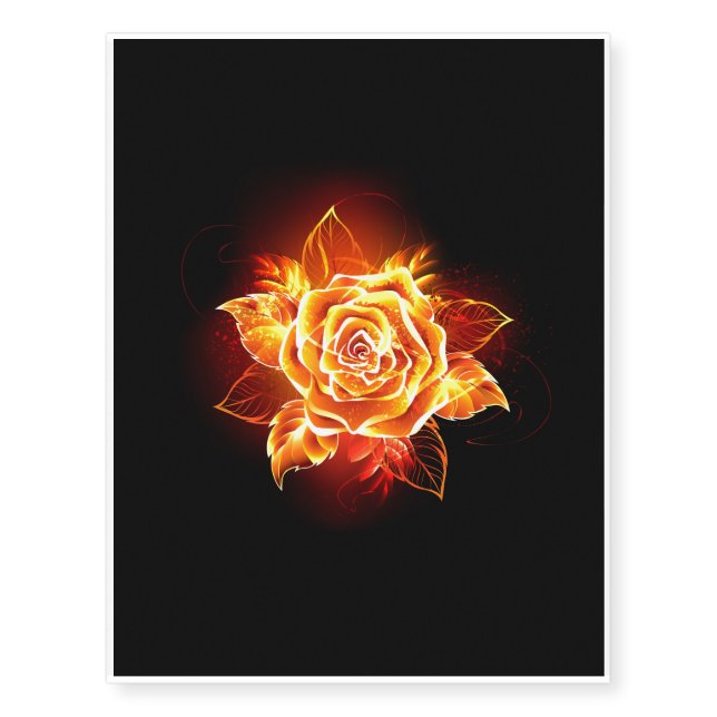 Blooming Fire Rose Temporary Tattoos (Front)