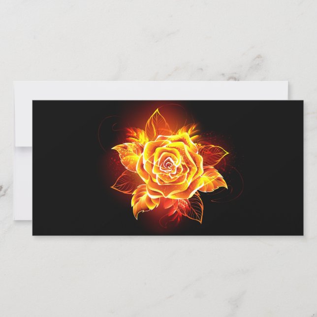 Blooming Fire Rose Thank You Card (Front)