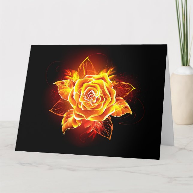 Blooming Fire Rose Thank You Card (Front)