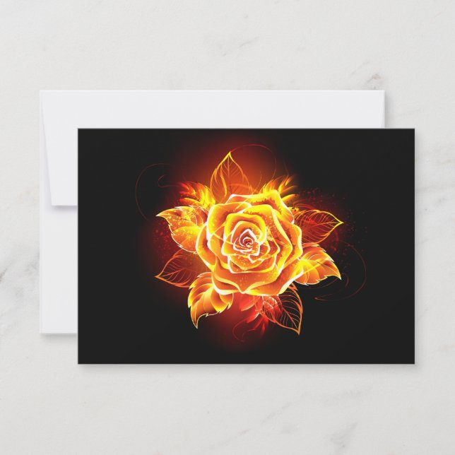 Blooming Fire Rose Thank You Card (Front)
