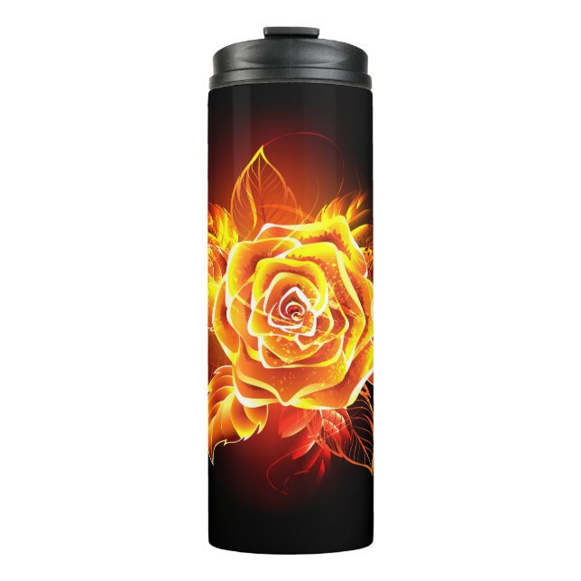 Blooming Fire Rose Thermal Tumbler (Front)