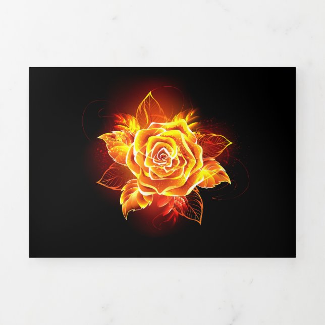 Blooming Fire Rose Tri-Fold Announcement (Cover)