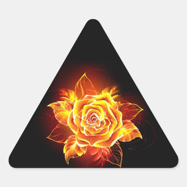 Blooming Fire Rose Triangle Sticker (Front)