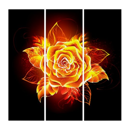 Blooming Fire Rose Triptych