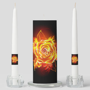 Blooming Fire Rose Unity Candle Set