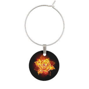 Blooming Fire Rose Wine Charm