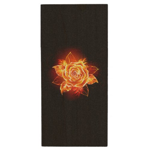 Blooming Fire Rose Wood Flash Drive