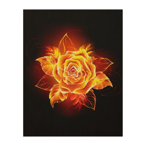 Blooming Fire Rose Wood Wall Art