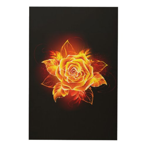 Blooming Fire Rose Wood Wall Art