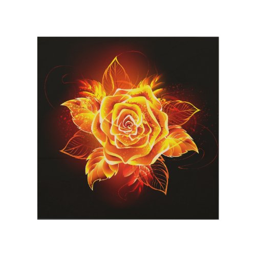 Blooming Fire Rose Wood Wall Art