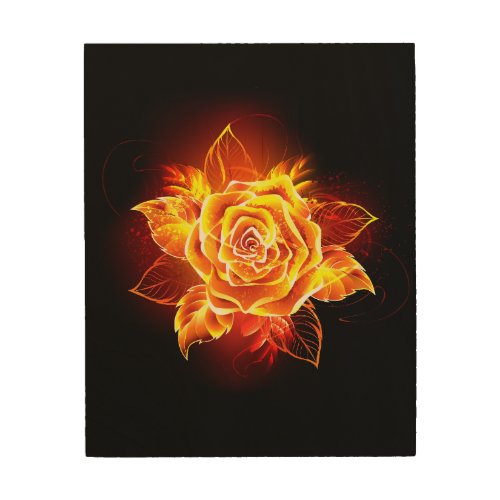 Blooming Fire Rose Wood Wall Art