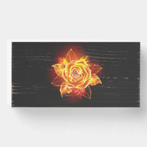 Blooming Fire Rose Wooden Box Sign