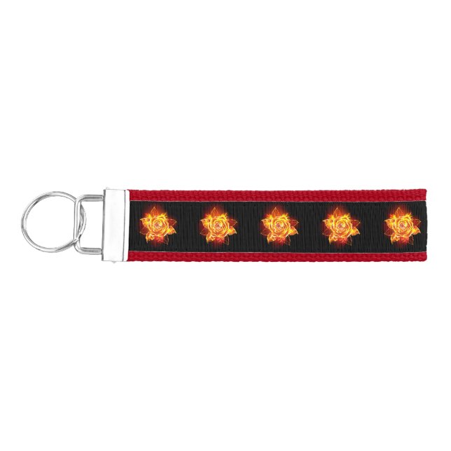 Blooming Fire Rose Wrist Keychain (Keys on Left)