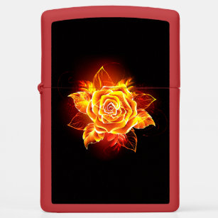 Blooming Fire Rose Zippo Lighter
