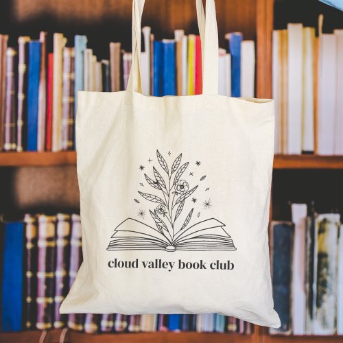 Blooming Floral Book Personalized Book Club Tote Bag