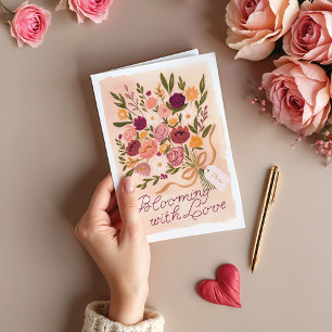 Blooming Floral Bouquet Bow Valentine's Day Card