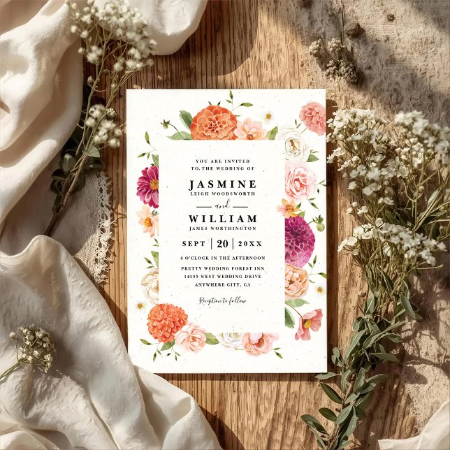Blooming Floral Elegant Modern QR Code Wedding Invitation (Creator Uploaded)