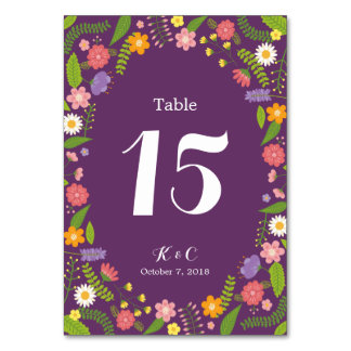 Blooming Floral Frame Rustic Garden Wedding Table Number