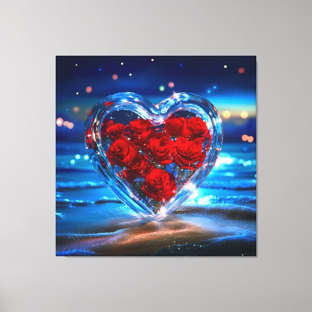 Blooming Floral Heart Crystal Canvas Print (Front)
