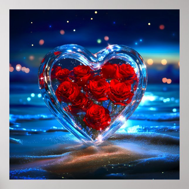 Blooming Floral Heart Crystal Poster (Front)