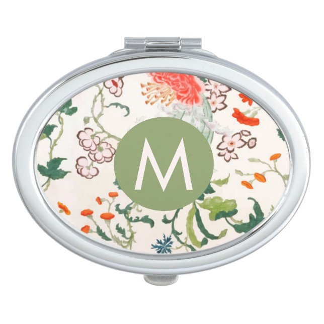Blooming Floral Monogram Compact Mirror (Front)