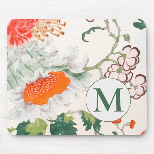 Blooming Floral Monogram Mouse Pad
