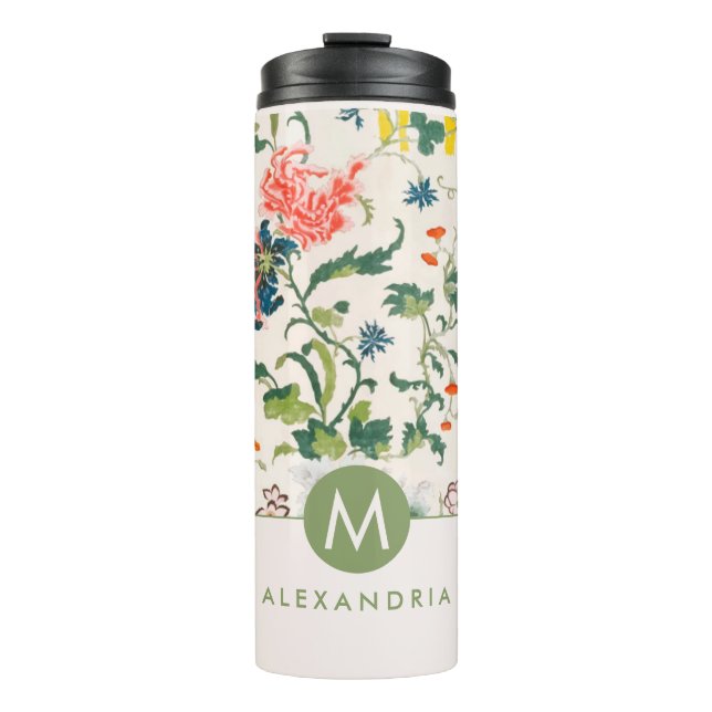 Blooming Floral Monogram Thermal Tumbler (Front)