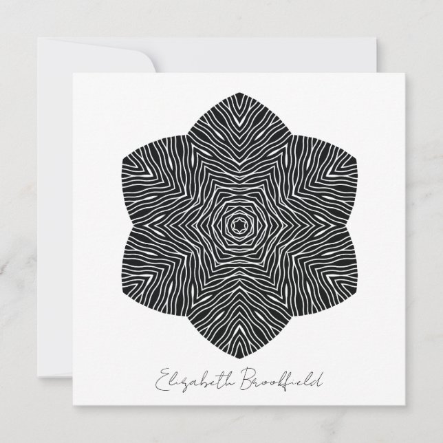 Blooming Floral Note Card in Black and White (Front)