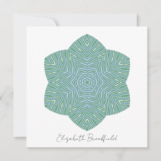 Blooming Floral Note Card in Turquoise Green (Front)
