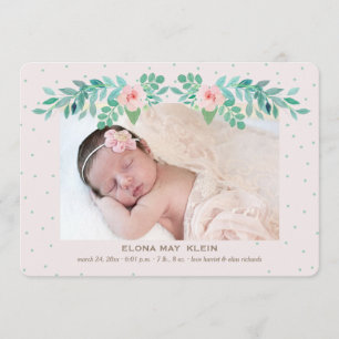 Blooming Floral Photo Birth Announcement