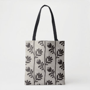 Blooming Floral Silhouette L black flowers Tote Bag