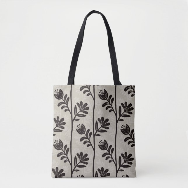 Blooming Floral Silhouette L black flowers Tote Bag (Front)