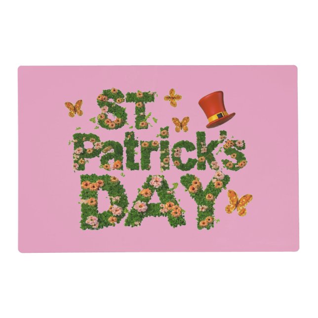 Blooming Floral St. Patrick day Laminated Placemat (Front)