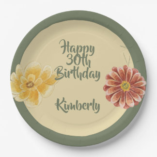 Blooming Florals Personalized Birthday Party Plate