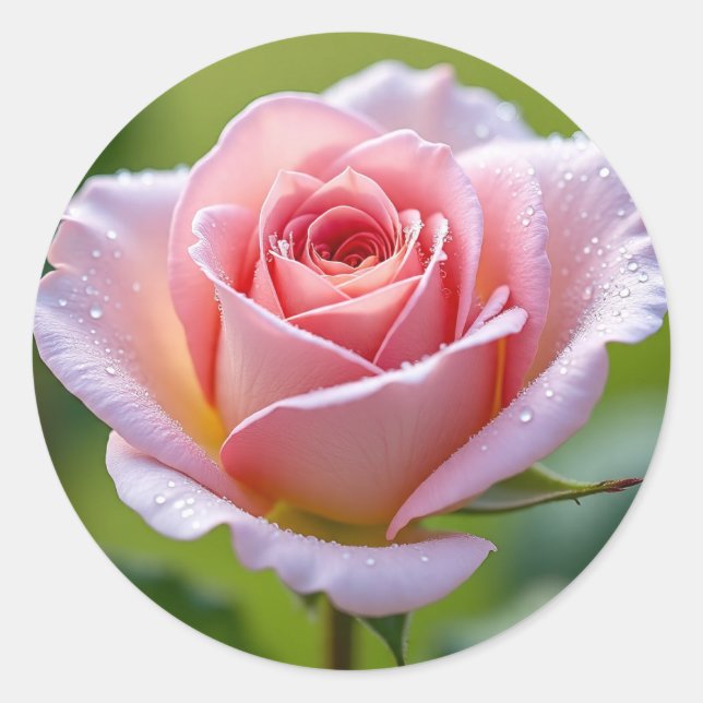 Blooming Flower – Elegant Round Sticker for Decora (Front)