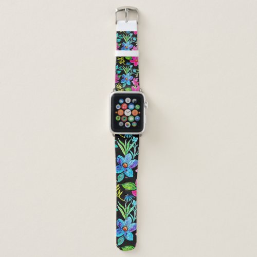 Blooming flower garden chic floral foliage apple watch band