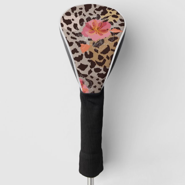 Blooming Flower On Animal Skin Golf Head Cover (Front)