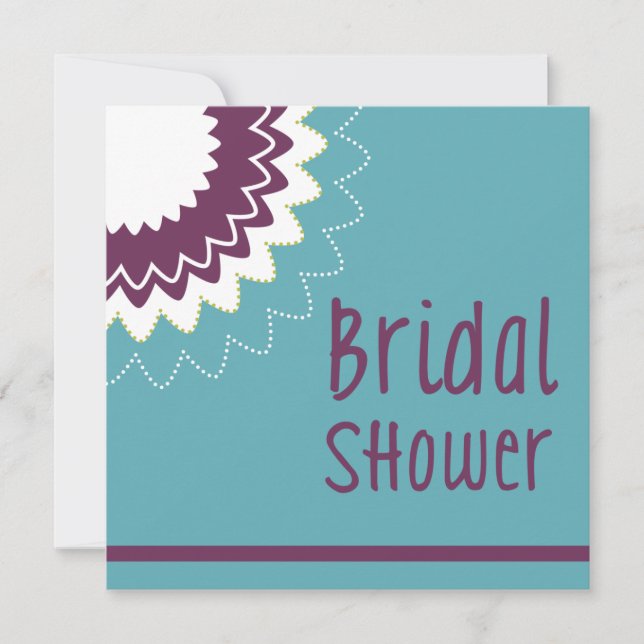 Blooming Flower - Purple & Green Invitation (Front)