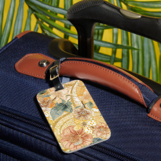 Blooming Flowers and Yellow Peach Design Art, Luggage Tag