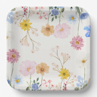 Blooming Flowers Paper Plates