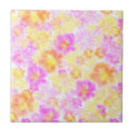 Blooming Flowers Shibori Floral Tie Dye Pattern   Ceramic Tile<br><div class="desc">Tie dye blooming flowers fashion trend design pattern home decor,  phone cases,  rugs,  blankets,  curtains,  pillows.
Modern korean aesthetic orchid floral tie dye pattern in saturated pink,  yellow,  peach,  orange color. Shiburi dye style pattern home decor. Tiedye flower pattern,  rainbow tie dye colors</div>
