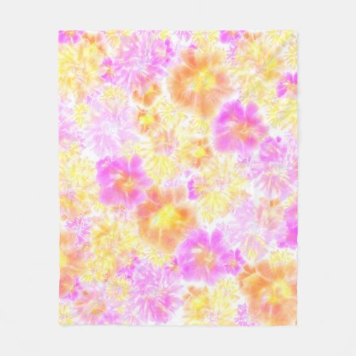 Blooming Flowers Shibori Floral Tie Dye Pattern  Fleece Blanket