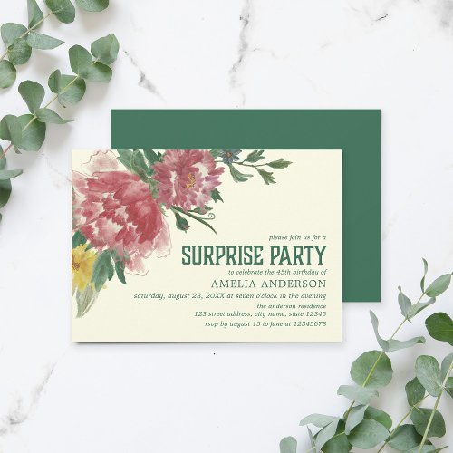 Blooming Flowers Surprise Party Any Age Birthday Invitation