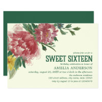 Blooming Flowers Sweet Sixteen Birthday Invitation