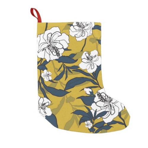 Blooming Flowers Yellow Vintage Seamless Small Christmas Stocking